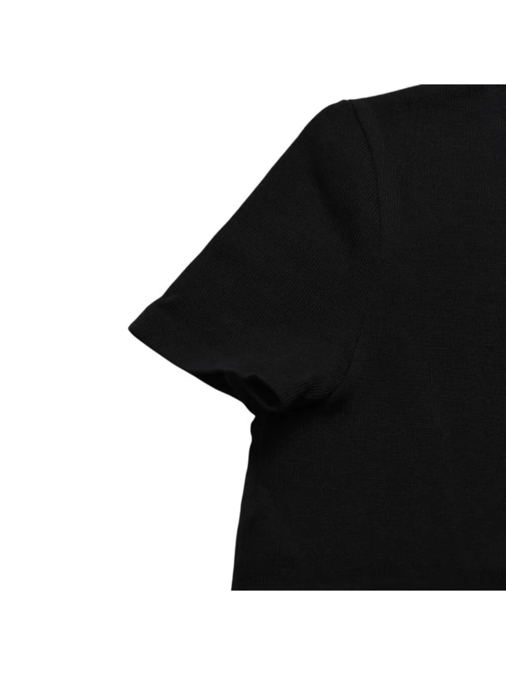 Chanel Knit Short Sleeve Top T-Shirt CC Logo Cotton Black Sweater
